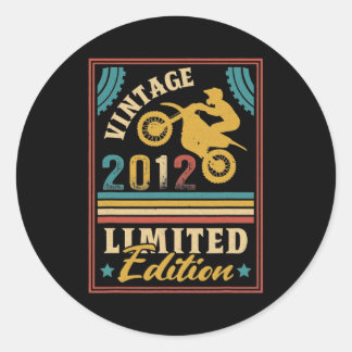 オートバイ10th誕生日メンズヴィンテージ2012バイクもしくは自転車に乗る人 ラウンドシール