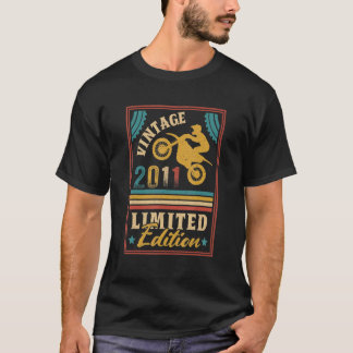 オートバイ11th誕生日メンズヴィンテージ2011バイクもしくは自転車に乗る人モ tシャツ