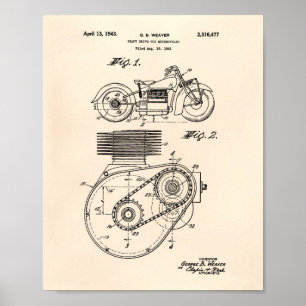 オートバイ1943のパテントの芸術古いPeper ポスター