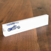 オートバイ1 -青い デスクネームプレート (側面)