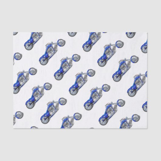 オートバイ1 -青い 薄葉紙 (正面)