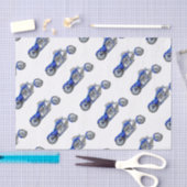 オートバイ1 -青い 薄葉紙 (クラフト)