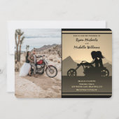 オートバイ・カップル・マウンテン結婚・フォト 招待状 (正面)