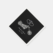 オートバイ&シルバーハート結婚バイクもしくは自転車に乗る人 スタンダードカクテルナプキン (角)