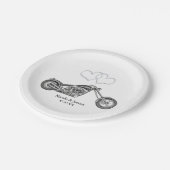 オートバイ&シルバーハート結婚バイクもしくは自転車に乗る人 ペーパープレート (アングル)