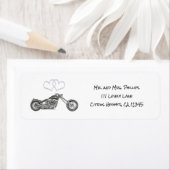 オートバイ&シルバーハート結婚バイクもしくは自転車に乗る人 ラベル (インサイチュ)