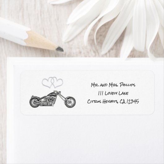 オートバイ&シルバーハート結婚バイクもしくは自転車に乗る人 ラベル (インサイチュ)