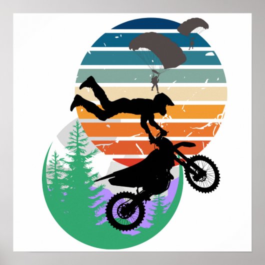 オートバイ、パラシュート、アウトドア ポスター (正面)