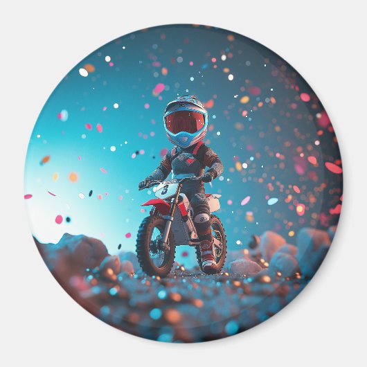 オートバイ | ボーイズ誕生日パーティー マグネット (正面)