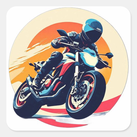 オートバイ・レース スクエアシール (正面)