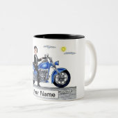 オートバイ – 女性の漫画 ツートーンマグカップ (正面右)