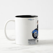 オートバイ – 女性の漫画 ツートーンマグカップ (左)