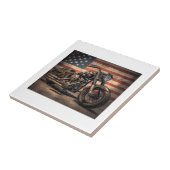 オートバイUSAフラグレトロバイクもしくは自転車に乗る人 タイル (側面)