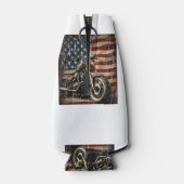 オートバイUSAフラグレトロバイクもしくは自転車に乗る人 ボトルクーラー (裏面)