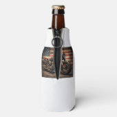 オートバイUSAフラグレトロバイクもしくは自転車に乗る人 ボトルクーラー (ボトル裏面)