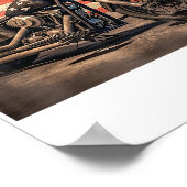 オートバイUSAフラグレトロバイクもしくは自転車に乗る人 ポスター (角)