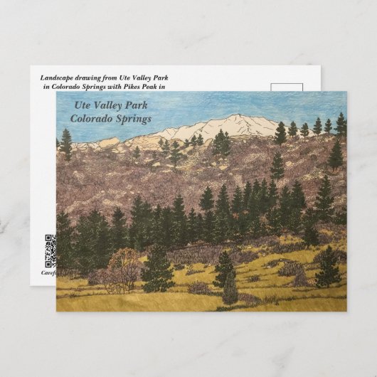 オートバレーパークコロラド春イラストレーション ポストカード (正面/裏面)
