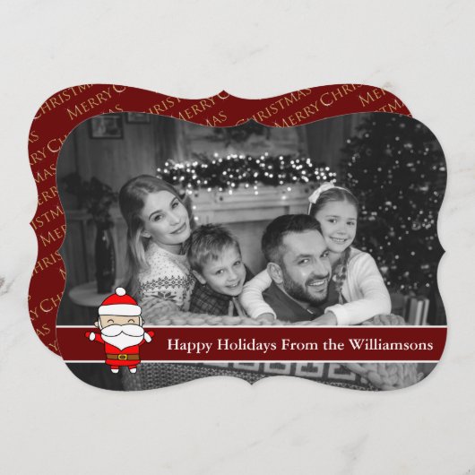 オートブラック&ホワイトハッピーホリデイズサンタファンシー シーズンカード (正面/裏面)