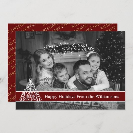 オートブラック&ホワイトハッピーホリデーズツスタイリッシュリー シーズンカード (正面/裏面)