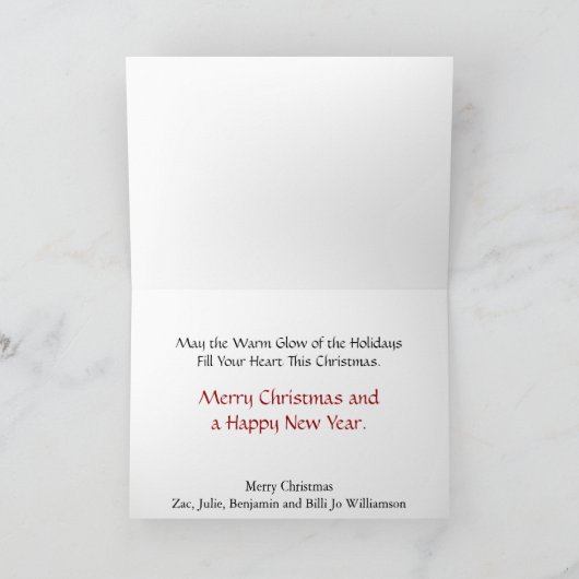 オートブラック&ホワイトフォトホリーレッドクリスマス シーズンカード (内部)