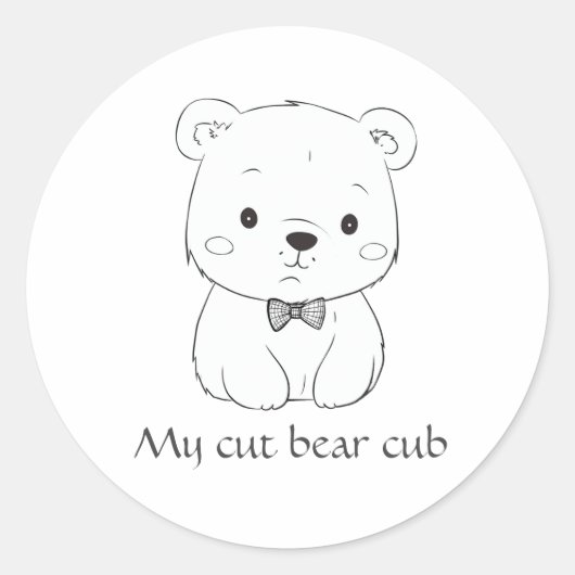 オートベсアーキュブ、ボウタイマン、スケッチ子供へ ラウンドシール (正面)