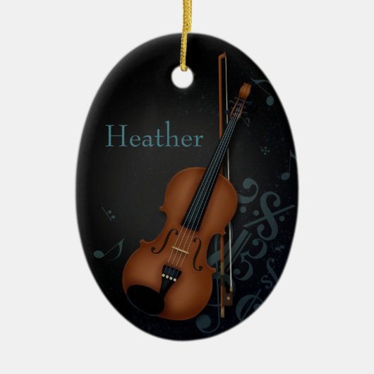 オートボエムバイオリニストブラック セラミックオーナメント (正面)