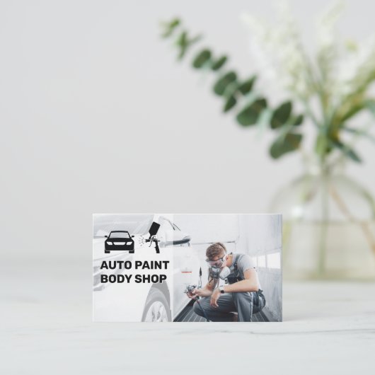 オートボディ絵を描ショップ | 労絵を描働車 名刺 (スタンド正面)