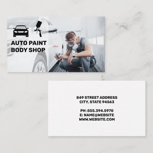 オートボディ絵を描ショップ | 労絵を描働車 名刺 (正面/裏面)