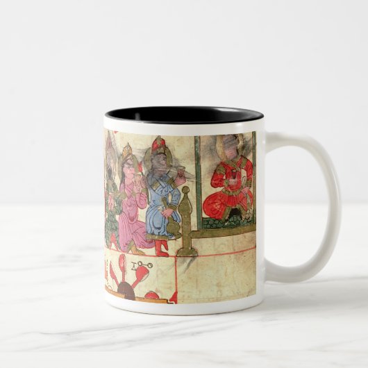 オートマトンが付いているボート、イラストレーション ツートーンマグカップ (右)