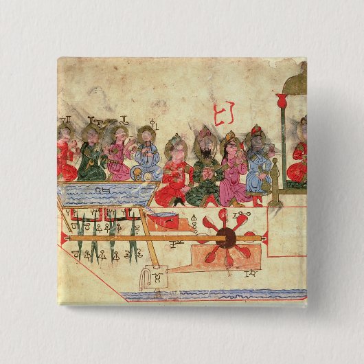 オートマトンが付いているボート、イラストレーション 缶バッジ (正面)