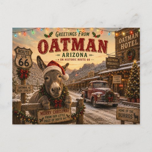 オートマン アリゾナ ルート66 クリスマス ロバの町 ポストカード (正面)