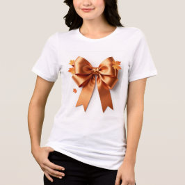 オートミナルオプーレンス メタリックゴールドとオレンジのリボンアート トライブレンドＴシャツ