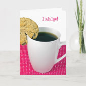 オートミールの干しぶどうのクッキーおよびコーヒー誕生日 カード (正面)