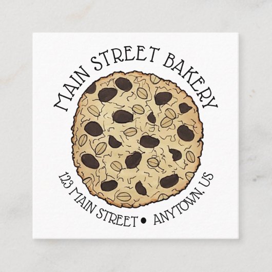 オートミールレーズンクッキーベーカリーベイクショップパティシシェフ スクエア名刺 (正面)