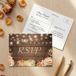 オートミール+フラワーストランライト ウェディングRSVP インビテーションポストカード