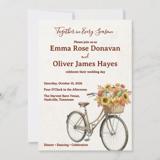 オートムンハーベスト・ラスティック自転車の結婚式 招待状 (正面)