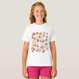 オートムンパンプキンフローラルリーフアート Tシャツ