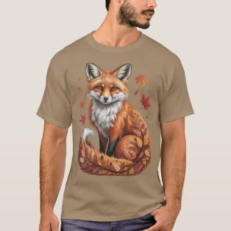 オートムンフローラルフォックス 秋 ボホ アニマル 自然 愛好家 Tシャツ