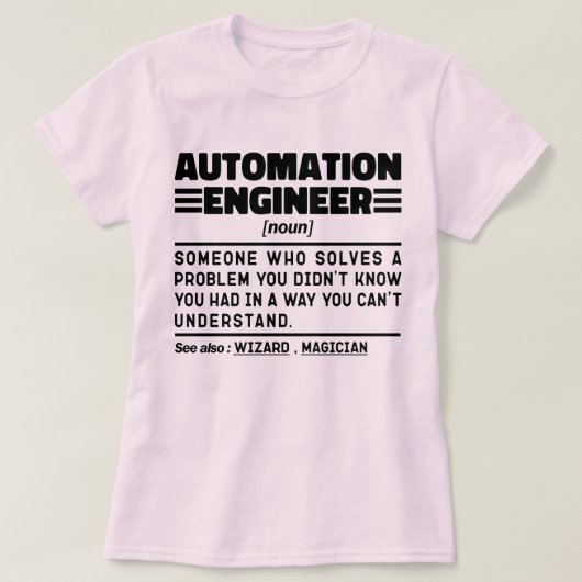 オートメーションエンジニア名詞定義の皮肉クール Tシャツ (デザイン正面)