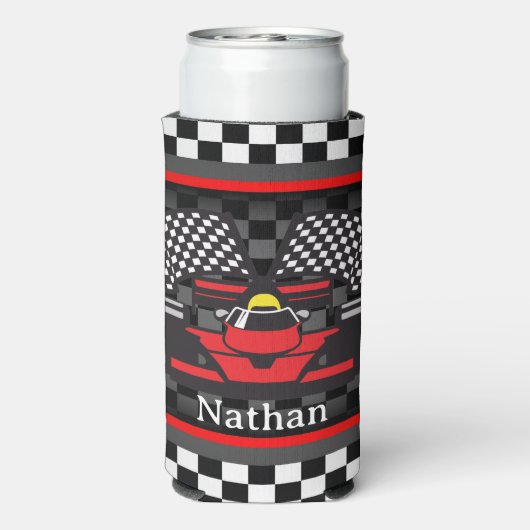 オートレーシングレースカーデザインセルツァークーラーボックス スリム缶クーラー (Seltzer裏面)