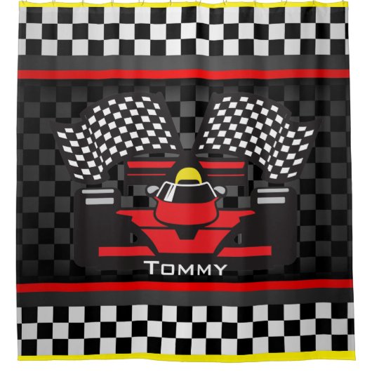 オートレースデザインシャワーカーテン シャワーカーテン (正面)