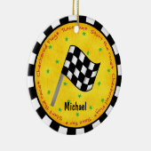 オートレースファンはカスタマイズ旗の一流年を市松模様にしました セラミックオーナメント (右)
