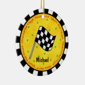 オートレースファンはカスタマイズ旗の一流年を市松模様にしました セラミックオーナメント (右)