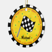 オートレースファンはカスタマイズ旗の一流年を市松模様にしました セラミックオーナメント (左)