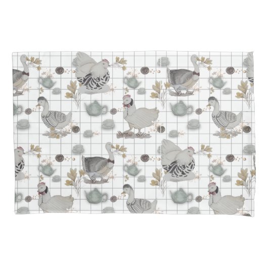 オートーオートクチュールチキンプリント 枕カバー (正面)