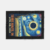 オート・インディアナ太陽のトータルEclipse 2024 Starry Nigh フリースブランケット (正面(横))