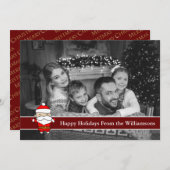 オート ブラック&ホワイト ハッピー ホリデー かわいいサンタ シーズンカード (正面/裏面)