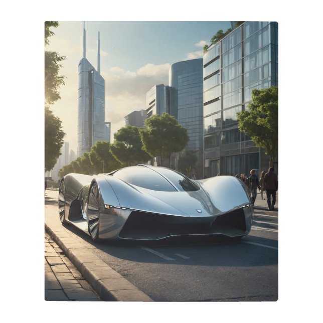 オート・ワウ！未来的な車03 メタルプリント (正面)