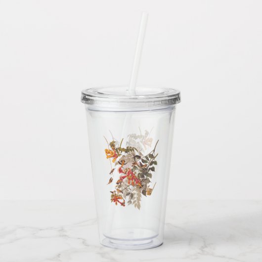 オードゥボンのルビーが喉を切り裂いたハミングバードと花 アクリルタンブラー (裏面)