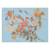 オードゥボンのルビーが喉を切り裂いたハミングバードと花 テーブルクロス (正面(横))